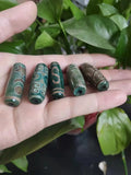 28mm Vintage Grey Green Stone Ruyi Dragon Natural Tibetan Dzi Agate Beads