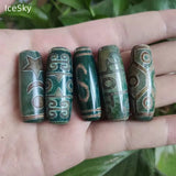 28mm Vintage Grey Green Stone Ruyi Dragon Natural Tibetan Dzi Agate Beads