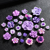 28pc Polymer Clay Flower Beads Charms for DIY Crafts