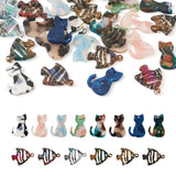 28pcs Cat Charms Hollow Fish Acrylic Pendant for DIY Jewelry Making