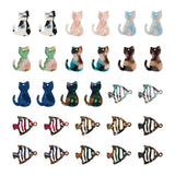 28pcs Cat Charms Hollow Fish Acrylic Pendant for DIY Jewelry Making