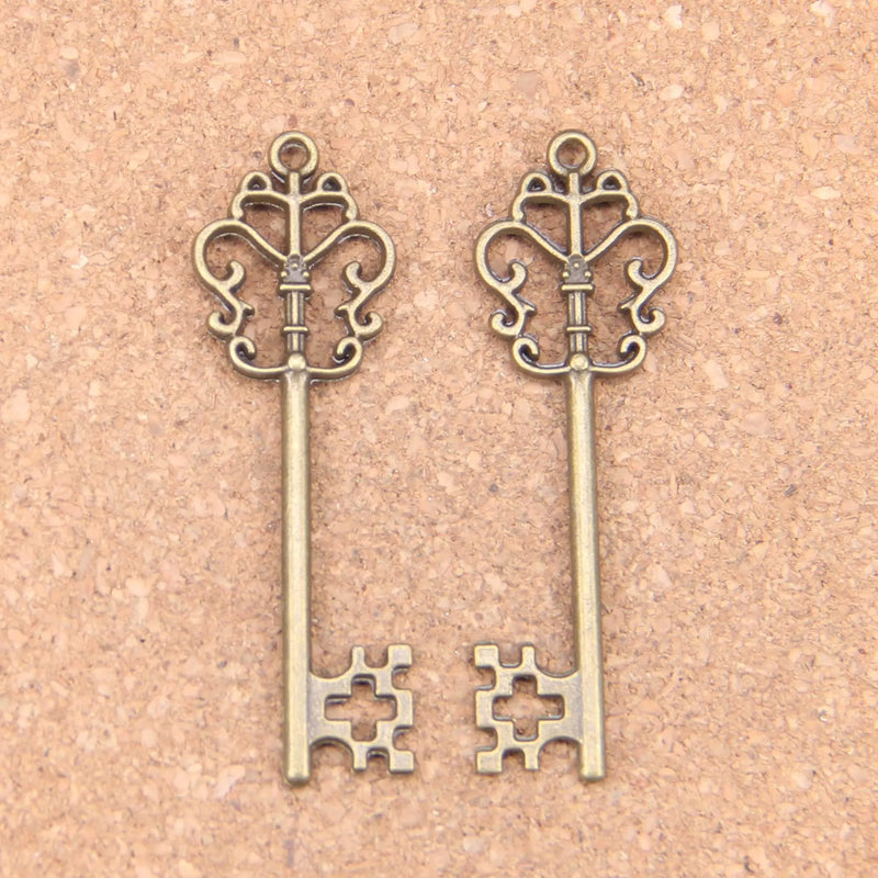 28pcs Vintage Skeleton Key Charms Antique Pendants DIY Jewelry Making