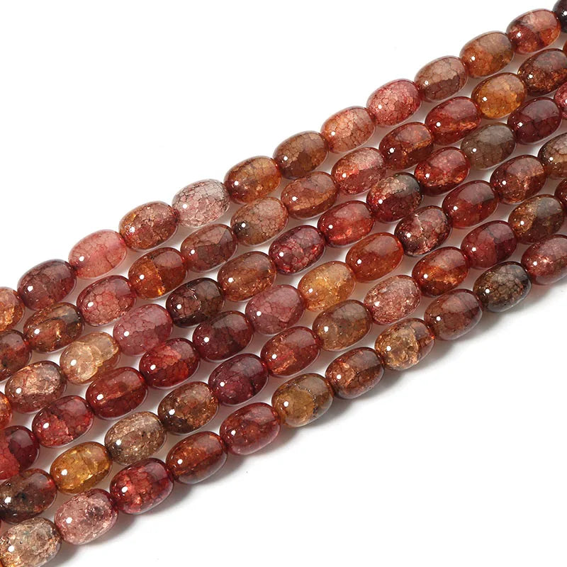 28pcs Glass Red Coffee Mixed Bucket Bead Floral 10X13.5mm Jewelry Making DIY