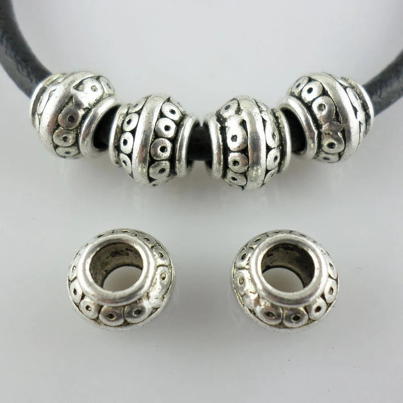 28pcs Tibetan Silver Spacer Beads 7x9mm European Bracelet Findings