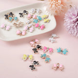 28pcs Enamel Bow Charms Rhinestone Bowknot Pendants