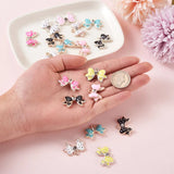 28pcs Enamel Bow Charms Rhinestone Bowknot Pendants