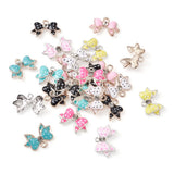 28pcs Enamel Bow Charms Rhinestone Bowknot Pendants