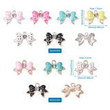 28pcs Enamel Bow Charms Rhinestone Bowknot Pendants