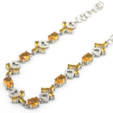 Golden Citrine Pink Kunzite CZ Silver Bracelet 7.0-9.0inch