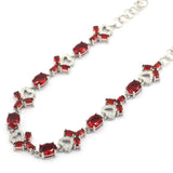 Pretty Red Blood Ruby CZ Women Daily Wear Silver Bracelet 7.0-9.0inch