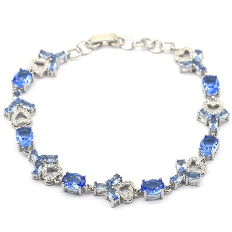 Romantic Tanzanite CZ Silver Bracelet for Her