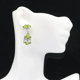 Deluxe Green Peridot CZ Silver Earrings