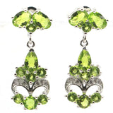 Deluxe Green Peridot CZ Silver Earrings