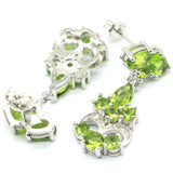 Deluxe Green Peridot CZ Silver Earrings