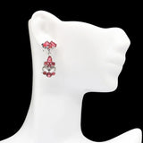 Pink Raspberry Garnet CZ Silver Dangle Earrings
