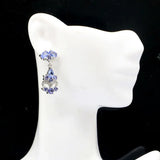 Pink Raspberry Garnet CZ Silver Dangle Earrings