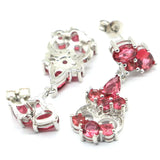 Pink Raspberry Garnet CZ Silver Dangle Earrings