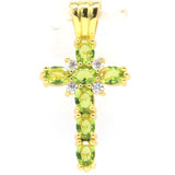 Delicate 28x14mm Green Peridot CZ Silver Pendant