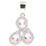 Green Peridot Pink Kunzite CZ Silver Pendant