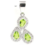 Green Peridot Pink Kunzite CZ Silver Pendant
