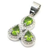Green Peridot Pink Kunzite CZ Silver Pendant