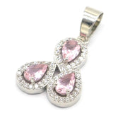 Green Peridot Pink Kunzite CZ Silver Pendant