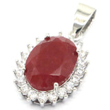 Fancy Real Sapphire Ruby Emerald CZ Bride Wedding Silver Pendant