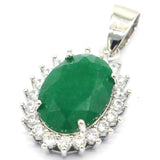 Fancy Real Sapphire Ruby Emerald CZ Bride Wedding Silver Pendant