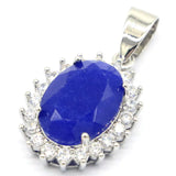 Fancy Real Sapphire Ruby Emerald CZ Bride Wedding Silver Pendant