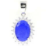 Fancy Real Sapphire Ruby Emerald CZ Bride Wedding Silver Pendant