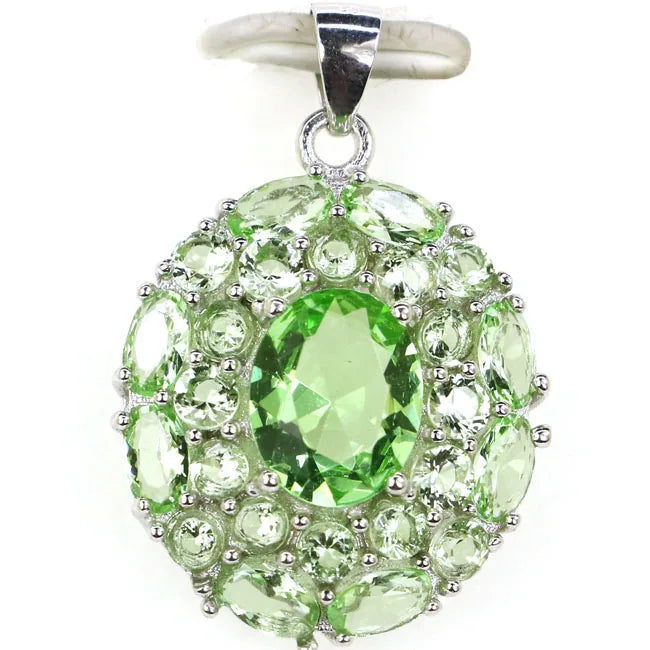 Lovely Citrine Garnet Tsavorite Wedding 925 Silver Pendant