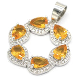 Stunning Golden Citrine CZ Silver Pendant for Wedding