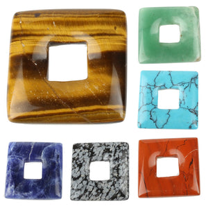 28x5mm Square Shape Semi-precious Stone Pendants - 12 Colors