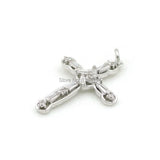 Prong Setting Micro Pave Clear CZ Cross Charm for DIY Bracelets Necklaces