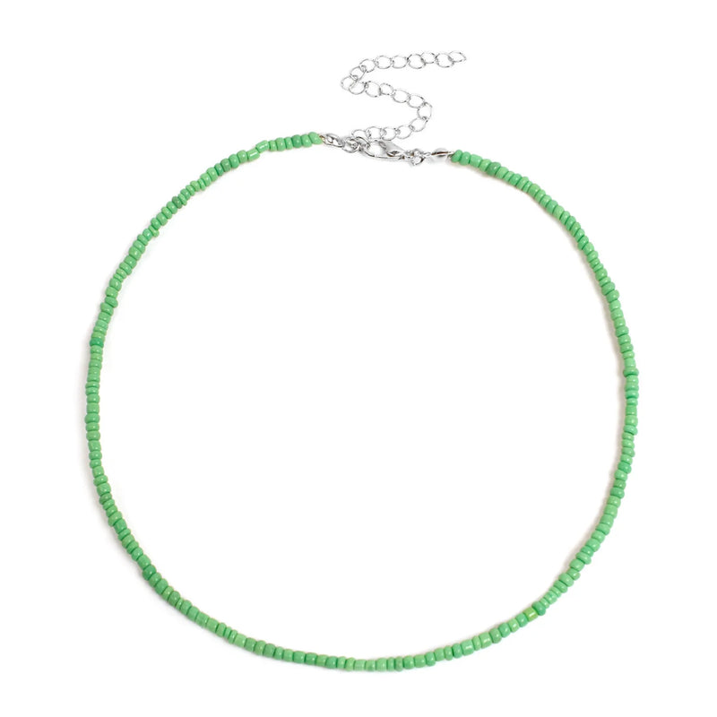 Colorful Seed Bead Choker Necklace Boho Style Adjustable Tiny Beaded Choker