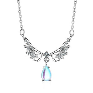 925 Silver Crystal Zircon Heart LOVE Moon Star Necklace Women's Jewelry