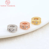 10PCS 7x3MM Hole 3MM Round Spacer Beads Brass Zircon High Jewelry Findings