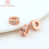 10PCS 7x3MM Hole 3MM Round Spacer Beads Brass Zircon High Jewelry Findings