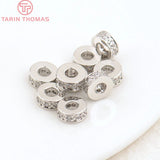 10PCS 7x3MM Hole 3MM Round Spacer Beads Brass Zircon High Jewelry Findings