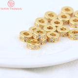 10PCS 7x3MM Hole 3MM Round Spacer Beads Brass Zircon High Jewelry Findings