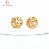 10PCS 8.5MM 24K Brass Hollow Round Beads for Jewelry DIY