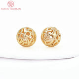 10PCS 8.5MM 24K Brass Hollow Round Beads for Jewelry DIY