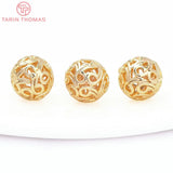 10PCS 8.5MM 24K Brass Hollow Round Beads for Jewelry DIY