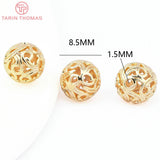 10PCS 8.5MM 24K Brass Hollow Round Beads for Jewelry DIY
