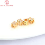 20PCS 24K Plated Brass Square Beads DIY Jewelry Accessories