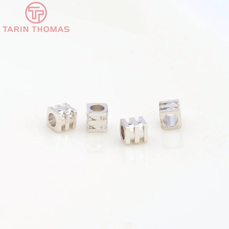 20PCS 24K Plated Brass Square Beads DIY Jewelry Accessories