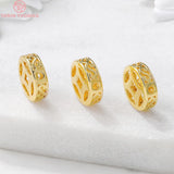 6PCS 12MM Hole 1MM 24K Plated Brass Spacer Beads for DIY Jewelry