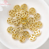 6PCS 12MM Hole 1MM 24K Plated Brass Spacer Beads for DIY Jewelry
