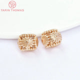 6PCS 9X7MM 24K Plated Brass Large Hole Flower Spacer Beads