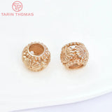 6PCS 9X7MM 24K Plated Brass Large Hole Flower Spacer Beads
